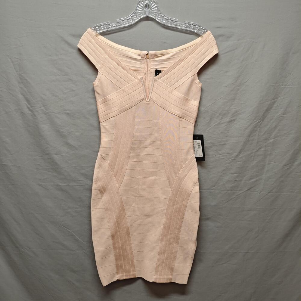 Marciano Bandage Dress Womens Small Dolly Pink Kandice Off Shoulder Bodycon